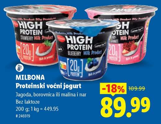 Milbona Proteinski voćni jogurt