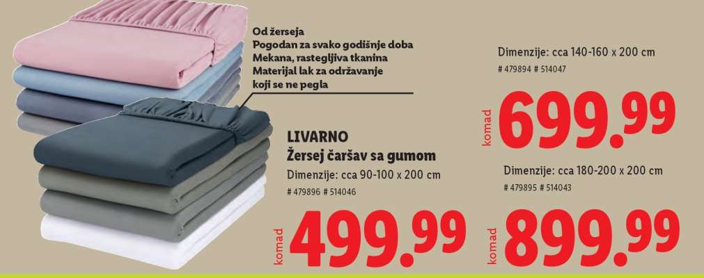 Livarno Žersej čaršav sa gumom