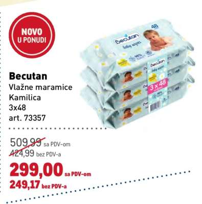 Becutan Vlažne maramice Kamilica