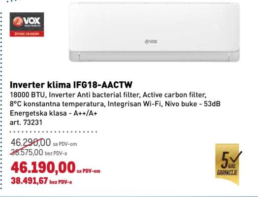 Inverter klima IFG18-AACTW