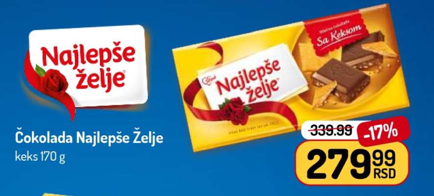 Čokolada Najlepše Želje keks 170 g