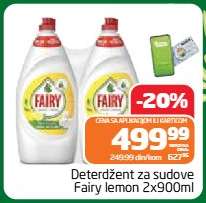Deterdžent za sudove Fairy lemon 2x900ml