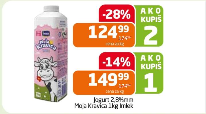 Jogurt 2,8%mm Moja Kravica 1kg Imlek