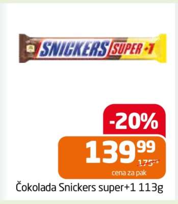 Čokolada Snickers super+1 113g