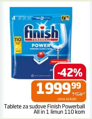 Tablete za sudove Finish Powerball All in 1 limun 110 kom