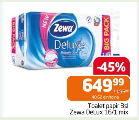 Toalet papir 3sl Zewa DeLux 16/1 mix