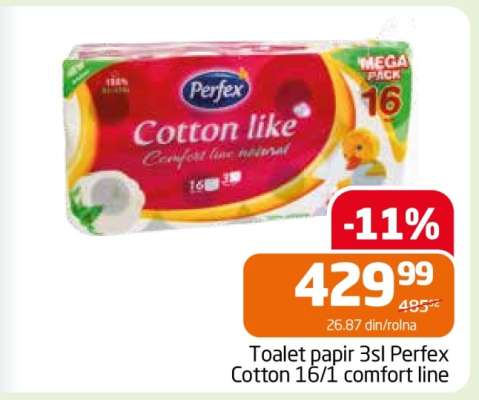 Toalet papir 3sl Perfex Cotton 16/1 comfort line