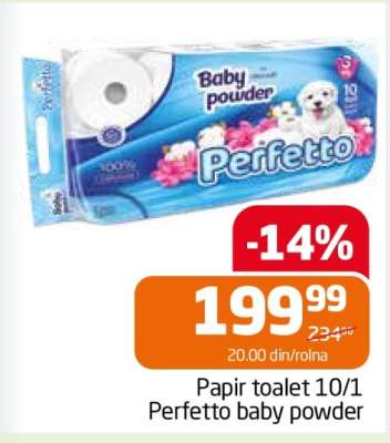 Papír toalet 10/1 Perfetto baby powder