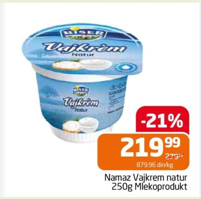 Namaz Vajkrem natur 250g Mlekoprodukt