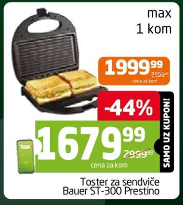 Toster za sendviče Bauer ST-300 Prestino