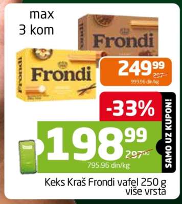 Keks Kraš Frondi vafel 250 g više vrsta