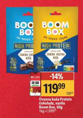 Ovsena kaša Protein čokolada, vanila Boom Box, 60g
