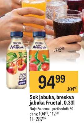 Sok jabuka, breskva/jabuka Fructal, 0.33l