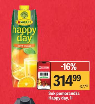 Sok pomorandža Happy day, 1l