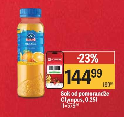 Sok od pomorandže Olympus, 0.25l