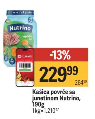 Kašica povrće sa junetinom Nutrino, 190g