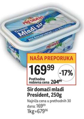 Sir domaći mladi President, 250g