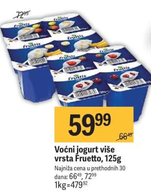 Voćni jogurt više vrsta Fruetto, 125g