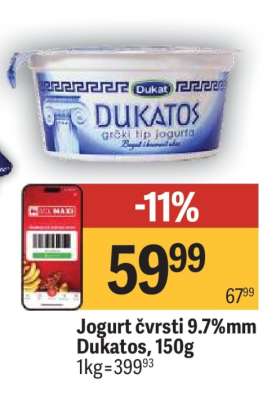 Jogurt čvrsti 9.7 mm Dukatos 150g