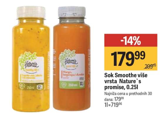 Sok Smoothe više vrsta Nature`s promise, 0.25l