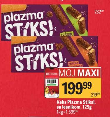 Keks Plazma Stiksi sa lešnikom , 125g