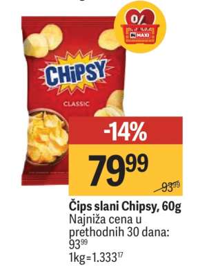 Čips slani Chipsy, 60g