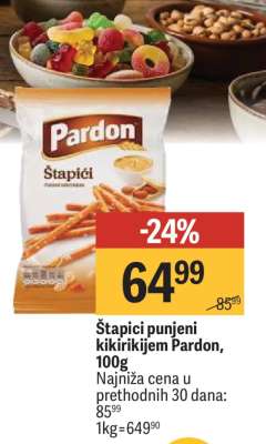 Štapići punjeni kikirikijem Pardon , 100g