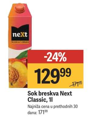 Sok breskva Next Classic, 1l