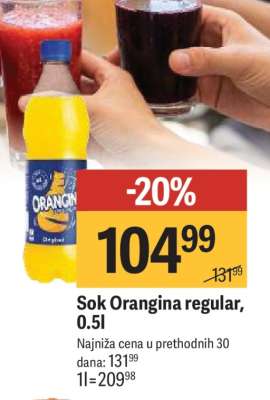 Sok Orangina regular, 0.5l