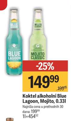 Koktel alkoholni Blue Lagoon, Mojito, 0.33l