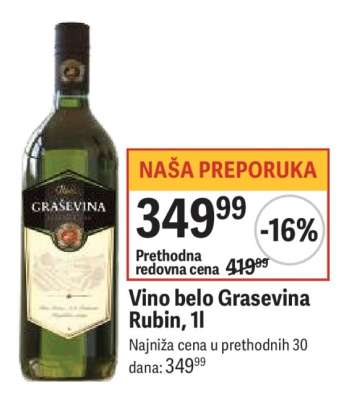 Vino belo Graševina Rubin 1l