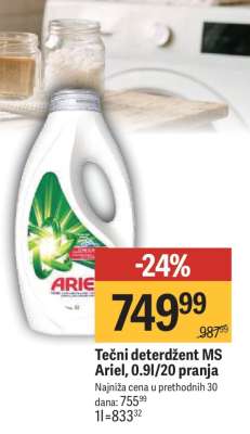 Tečni deterdžent MS Ariel, 0.9l/20 pranja