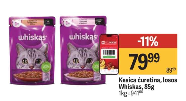 Kesica ćuretina, losos Whiskas, 85g