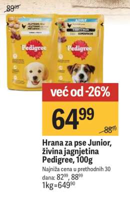 Hrana za pse Junior, živina jagnjetina Pedigree, 100g