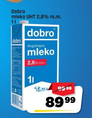 Dobro mleko UHT 2,8% m.m. 1L