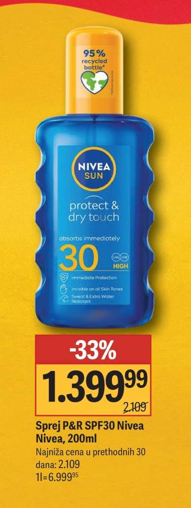 Sprej P&R SPF30 Nivea Nivea, 200ml