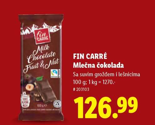Fin Carré Mlečna čokolada