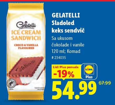 Gelatelli sladoled keks sendvič