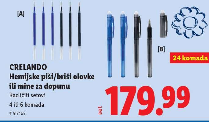 crelando Hemijske piši/briši olovke ili mine za dopunu