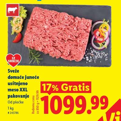 Sveže domaće juneće usitnjeno meso XXL pakovanje