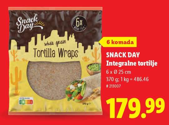 SNACK DAY Integralne tortilje