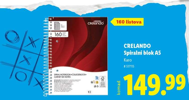 CRELANDO Spiralni blok A5