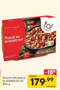 Gotovo jelo pasulj sa kobasicom tol