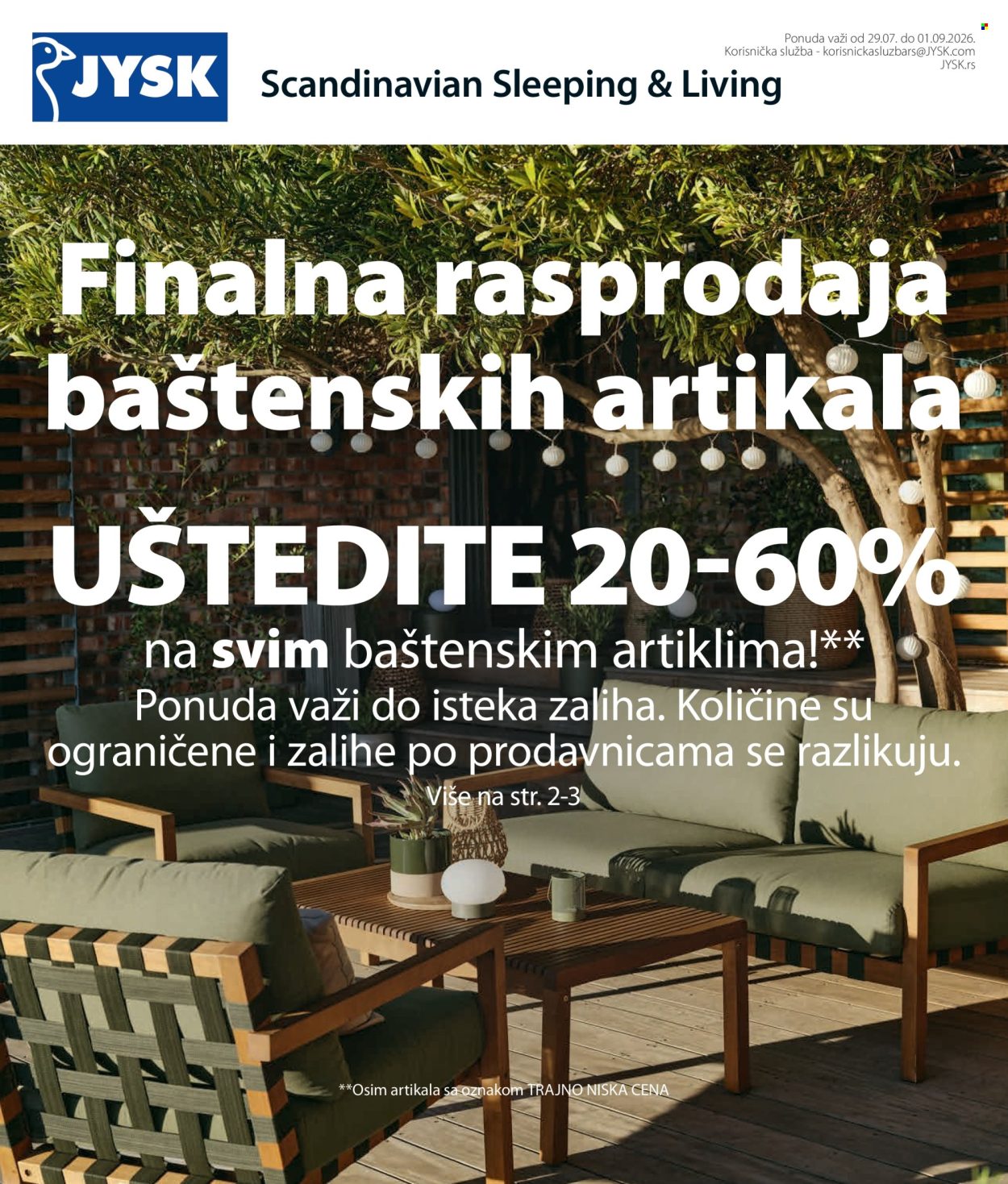 JYSK katalog - 29.07.2026 - 01.09.2026. Stranica 1
