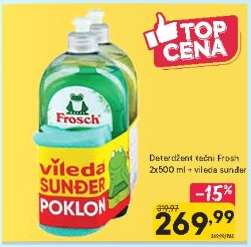 Detergent tečni Frosch 2x500 ml + vileda sunder