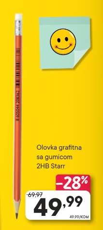 Olovka grafitna sa gumicom 2HB Starr