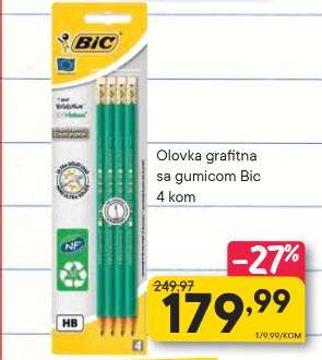 Olovka grafitna sa gumicom Bic 4 kom