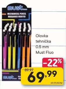 Olovka tehnička 0.5 mm Must Fluo
