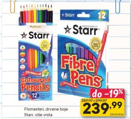 Flomasteri, drvene boje Starr, više vrsta