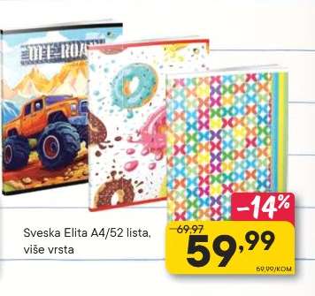 Sveska Elita A4/52 lista, više vrsta